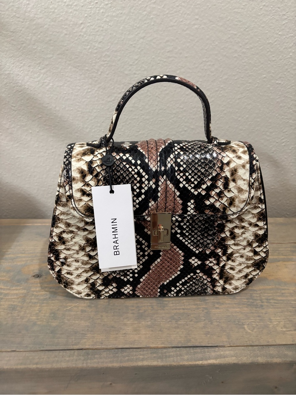 NWT Brahmin Annabeth Tea Rose Evita Leather Crossbody Satchel Bag